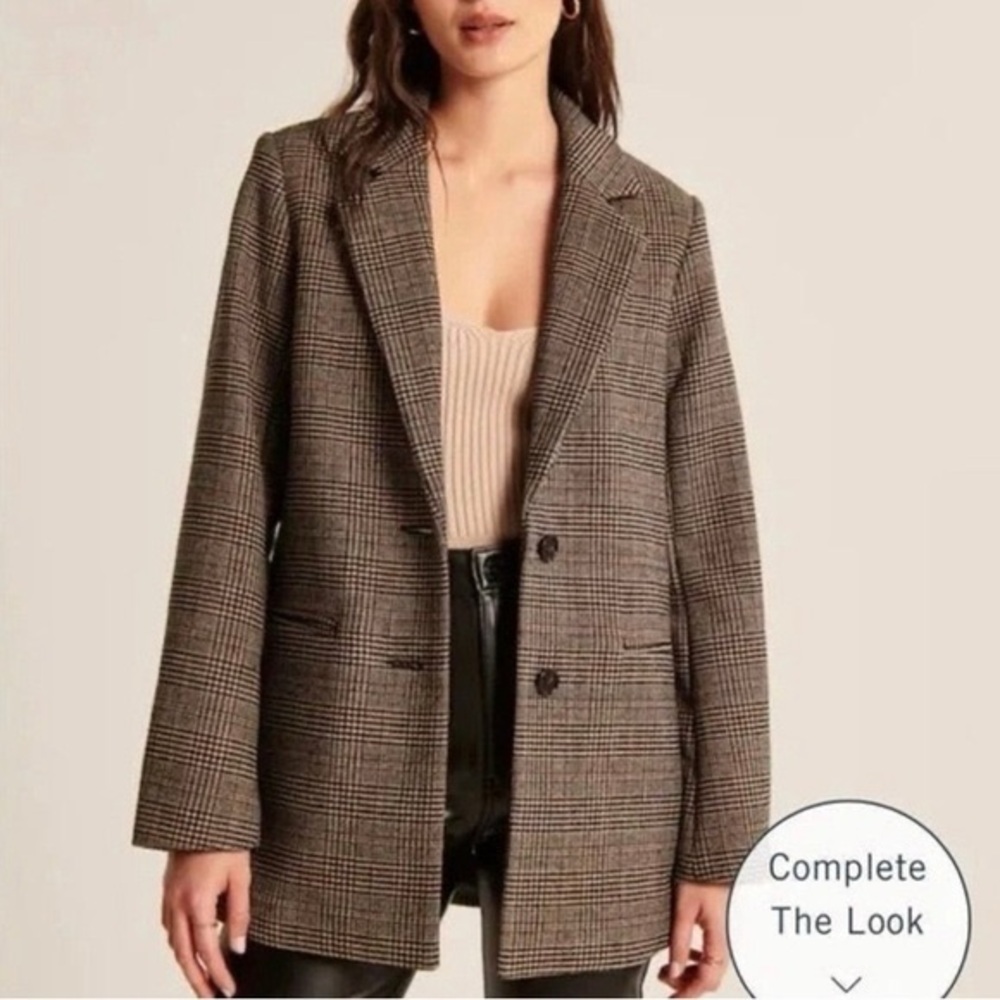 Abercrombie & Fitch Brown Plaid Blazer